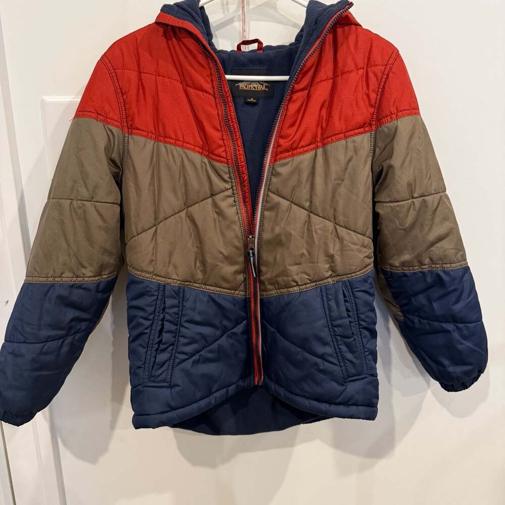 Pacific Trail Boys Colorblock Hooded Puffer Jacket Size M (10/12)